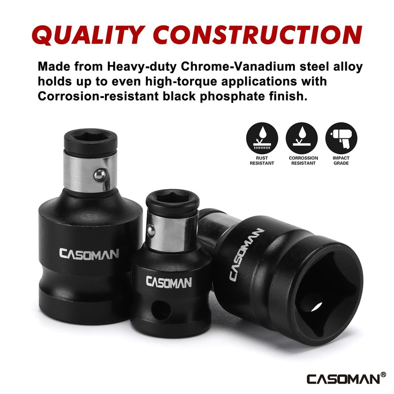 CASOMAN Bit Socket Adapter Set -1/4" *3/8" Dr. 1/4"*1/2" Dr.,