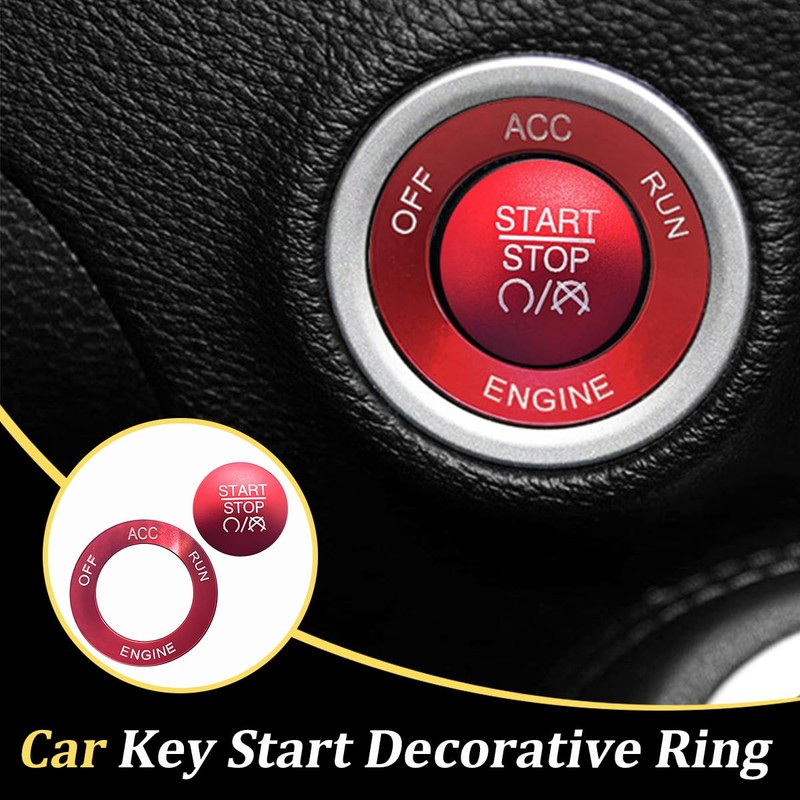 FALVFUN Car Push Start Button Cover, Aluminum Ignition Button Trim