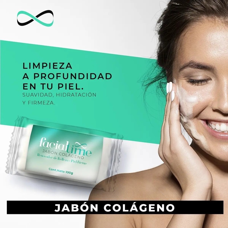 6 Piezas Jabón De Colágeno Hidrolizado Facial Time Rutina
