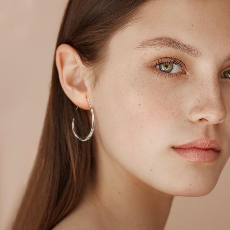 QEIFC 925 Sterling Silver Hoop Earrings, Hypoallergenic Silver Plated Large