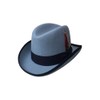 Deluxe Homburg Fedora Hat in Sky Blue with Navy Band