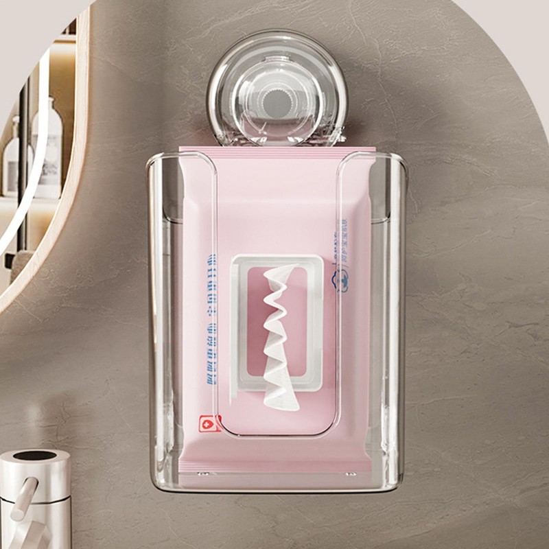 Wipes Dispenser for Bathroom | Suction Cup Clear No Punching