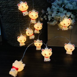 Cute Cat String Lights Cartoon Marie Kitten Fairy Lights Pet Theme USB Plug in String Lights for Children Bedroom Birthday Christmas Party Girls Room Decoration (Crown Cat, 1.65m/10led)