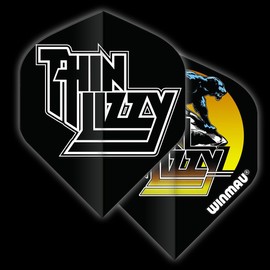 WINMAU Rock Legends Thin Lizzy Dart Flights - Black - 1 set per pack (3 flights)