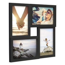 Malden 4-Opening Matted Collage Frame, Displays Four 4x6 Photos, Black