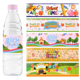 URROMA Welcome Back to School Water Bottle Labels,50Pcs Back to School Water Bottle Wraps First Day of School Water Bottle Stickers for Party Drinks
