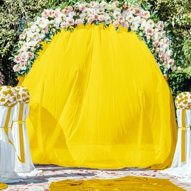 10ft x 10ft Yellow Backdrop Curtain Drapes, Wrinkle-Free Sheer Chiffon Fabric Backdrop Panels for Wedding Arch Party Ceremony Stage Decoration