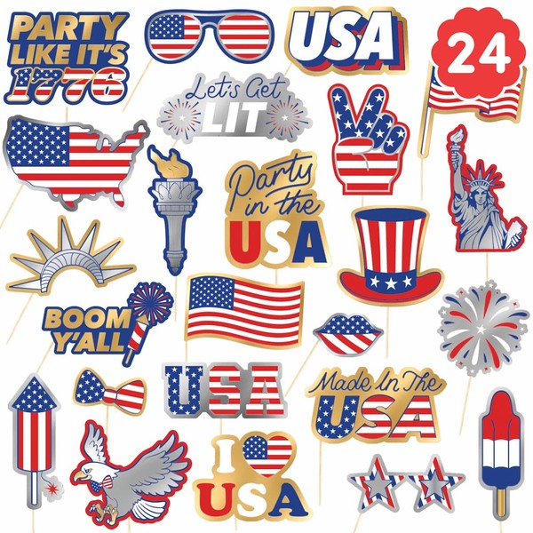 xo, Fetti Fourth of July Decorations Photo Booth Props - | America, Red White and Blue Party Supplies, 4th of July, USA,Memorial Day, Independence Day