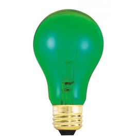 25 Watt A19 130V Light Bulb, Transparent Green