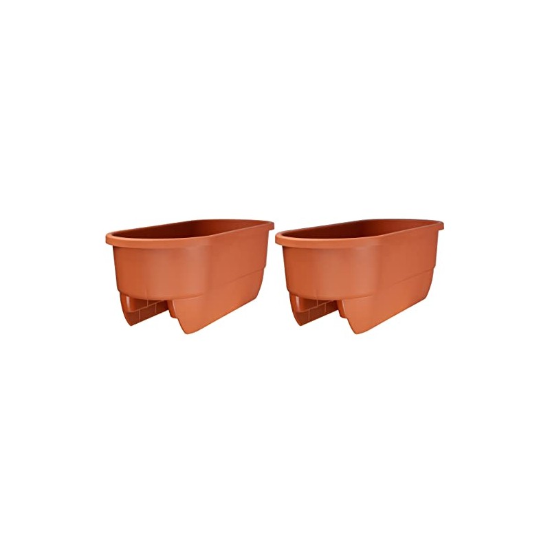 Apollo Exports International 24" Dual Deck Railing Planter, Terra Cotta