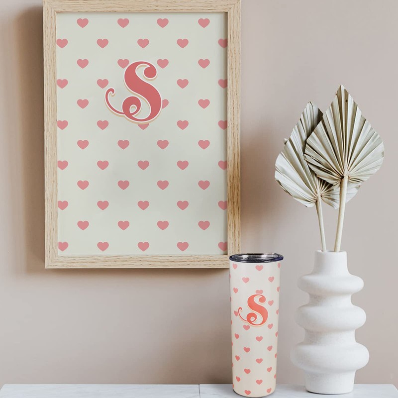 Initial Tumbler,Monogrammed tumbler-Monogram Letter s-Monogrammed Gifts for Women,Initial Gifts for
