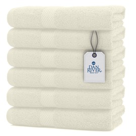 DAN RIVER Luxury Hand Towels Set Pack of 6 (16x28 in) 100% Cotton, Ultra Soft, Lightweight and Highly Absorbent, Perfect for Salon, Spa, Gym, Hotel and Bathroom, 500 GSM – Cannoli Cream