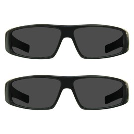 proSPORT Full Lens Reading Sunglasses Black & Black Combo +2.00 Not Bifocal Dark Tinted Wrap Black Sport Motorcycle Driving