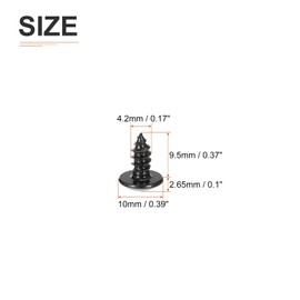 DTGN #8x3/8 Sheet Metal Screws - 100 Pack - for Wood, Furniture - Carbon Steel Phillips Truss Head Self Tapping Tip Wood Screws - Black