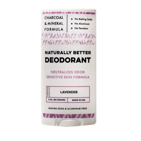 Lavender Naturally Better Deodorant - Sensitive Skin Formula, Aluminum-Free, Baking Soda-Free, All-Natural, Magnesium & Activated Charcoal, Plant-Derived, Made in USA by DAYSPA Body Basics
