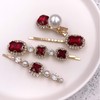 4 piezas clásico Rubí Rojo Perla Oro Bobby Pin Decorativo
