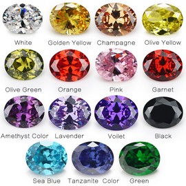 JINGANGZUO 15pcs 10x12mm Oval Shape Cubic Zirconia Stone Mix 15 Colors 5A Loose CZ Synthetic Gemstone for Jewelry Making 1pcs each color