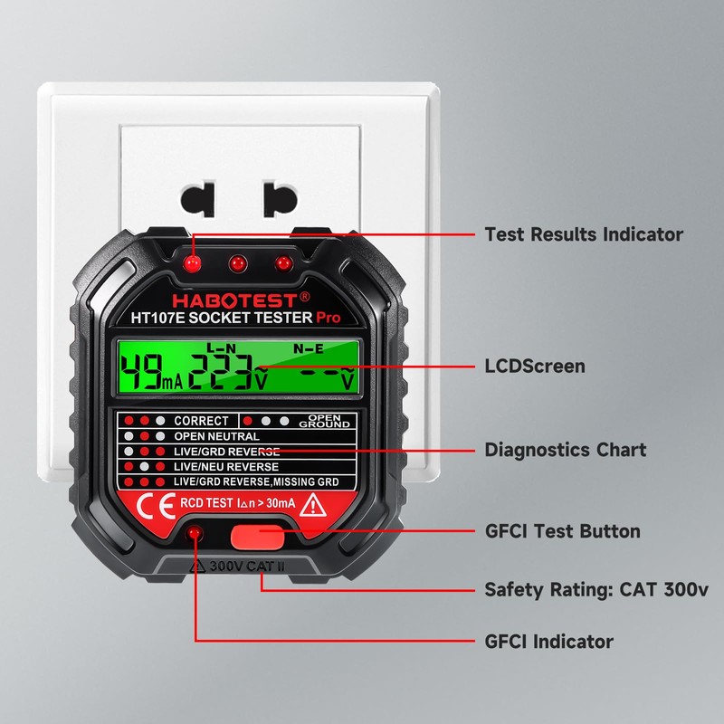 Socket Tester UK, Circuit Testers Rcd Plug Tester Mains Outlet