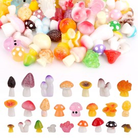 72pcs Mini Resin Mushrooms, Tiny Mushroom Statues Colorful Small Decorative Figurines for DIY Fairy Garden Miniature Landscape Terrarium Home Decor Party Favors