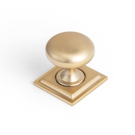 Goo-Ki Champagne Bronze Zinc Alloy Cabinet Knob with Backplate - Single Hole Center Cabinet Pull Hardware for Bedroom, Kitchen, 6 Pack（8611-F32）