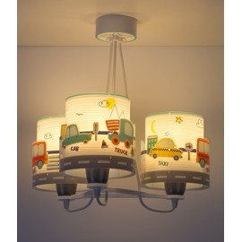 Dalber Lamp Children's Room, Children's Lamp, Pendant Light, Ceiling Light, Children's Room, 3 Lights, Baby Travel, Cars and Planes, Colourful, 61687, E27