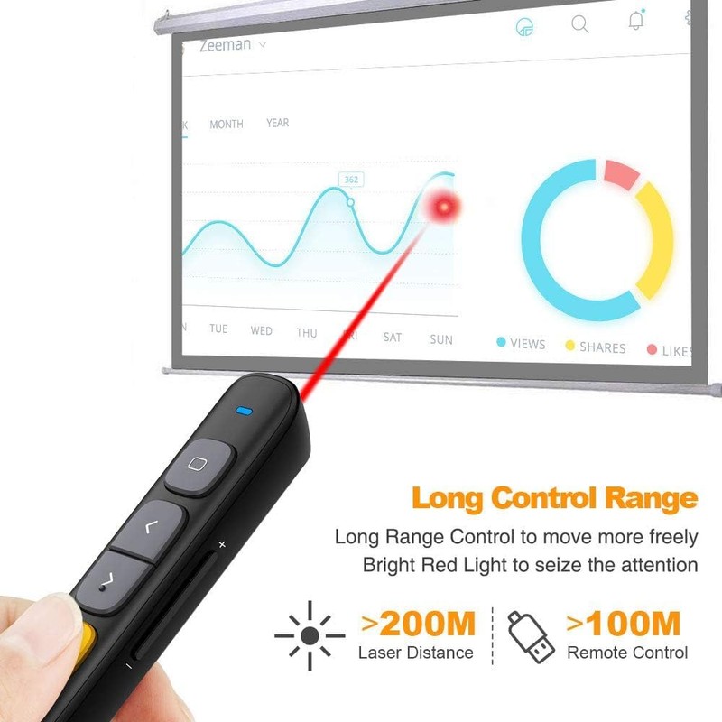 NORWII Wireless Presenter with 100 m, 2.4 GHz PowerPoint Remote