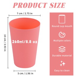 RUITENG Kids Plastic Cups, 260ml Reusable Plastic Cups for Kids, Multi Colored Plastic Drinking Cups Tumblers Set, Plastic Party Cups for Toddler Outdoor Picnic BBQ Camping Beach (12 Colors) (24 Pack)