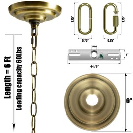 MAYOMAJO 6 Inch Light Canopy Kit with 6 Feet Hanging Chain, Heavy Duty, Replacement Cover Plate for Chandelier, Pendant Light, Swag Light, Ceiling Fan, Flower Basket or DIY Projects (Bronze)