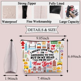 PLITI New York Travel Gift New York Makeup Bag New York Trip Gift New York Vacation Gift Girls Trip New York Zipper Pouch (Might New YorkU)