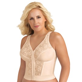 Exquisite Form womens Fully Front Close Longline Lace Posture Bra, Rose Beige, 40B US