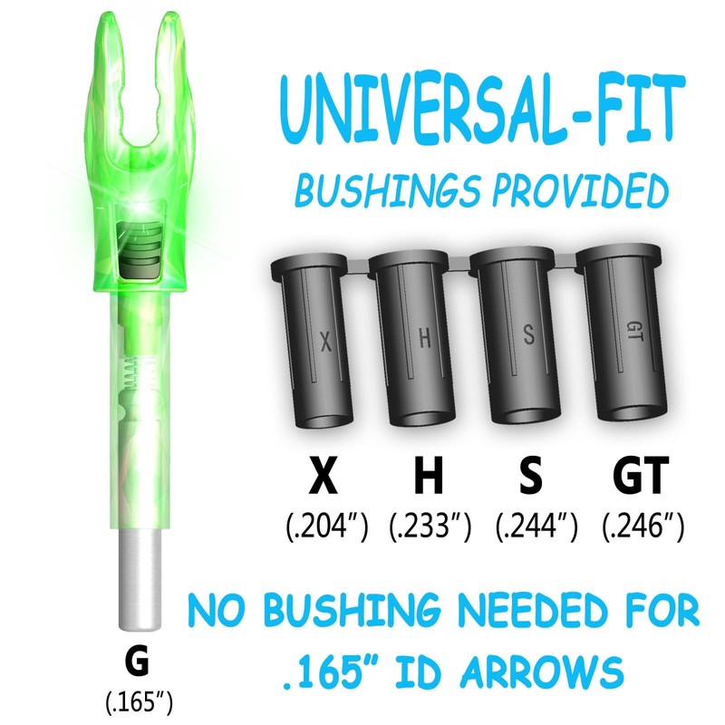 XHYCKJ 12PCS G Lighted Nocks for Arrows with .165 .204