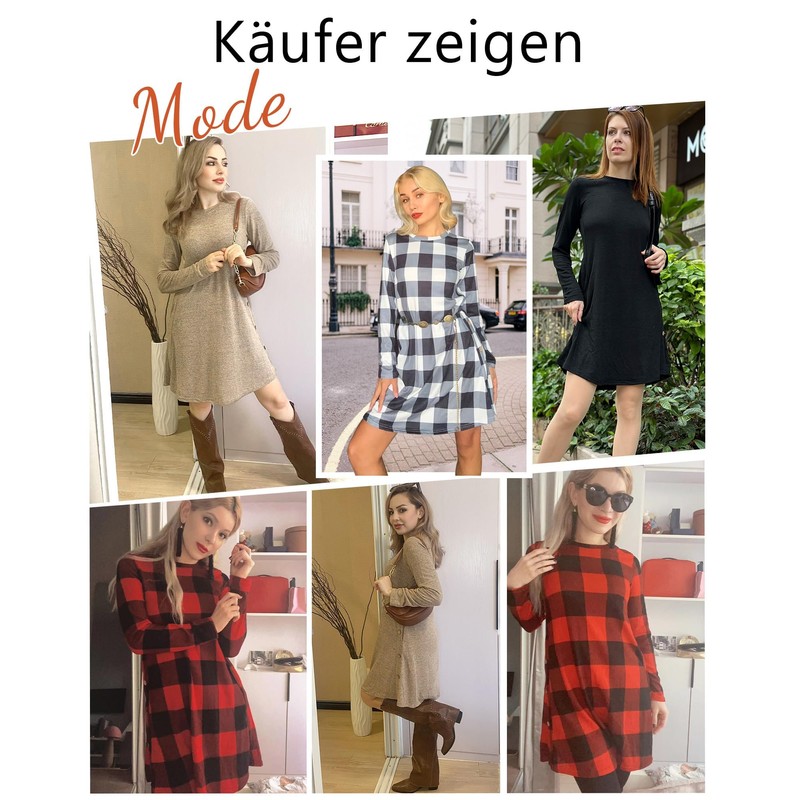 SENBATU Women's Long Sleeve Winter Dress with Side Buttons and