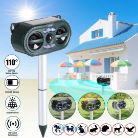 Repelente de animales ultrasónico solar para gatos, ardillas, ciervos, mapaches