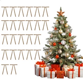 Cosmeria Pack of 24 Khaki Velvet Christmas Tree Bows, Christmas Bows for Tree Decoration, Christmas Decoration for Gifts and Wreaths