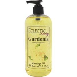 Gardenia Massage Oil, 16 oz, with Sweet Almond Oil and Jojoba Oil, Preservative Free, Perfect for Aromatherapy and Relaxation