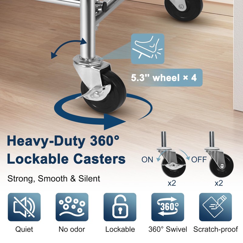 Whitmor Heavy Duty Clothes Rack, Rolling Garment Rack with Lockable