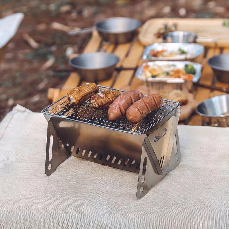 JDIEOQA Folding Campfire-Grill, Portable Stainless Steel Grate Barbeque Grill Small