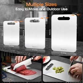 Saliva Titanium Cutting Boards for Kitchen, Cutting Board Double Sided Food Grade, Dishwasher Safe, No Blunt Knife, Chopping Boards with Handle for Meat, Fruit & Vegetable (16x12in)