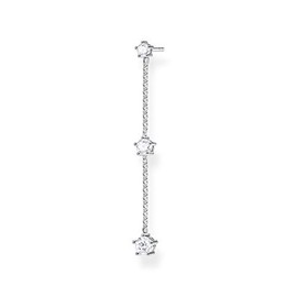 Thomas Sabo Women's 925 Sterling Silver Stud Earring with White Stones, Single Earring
