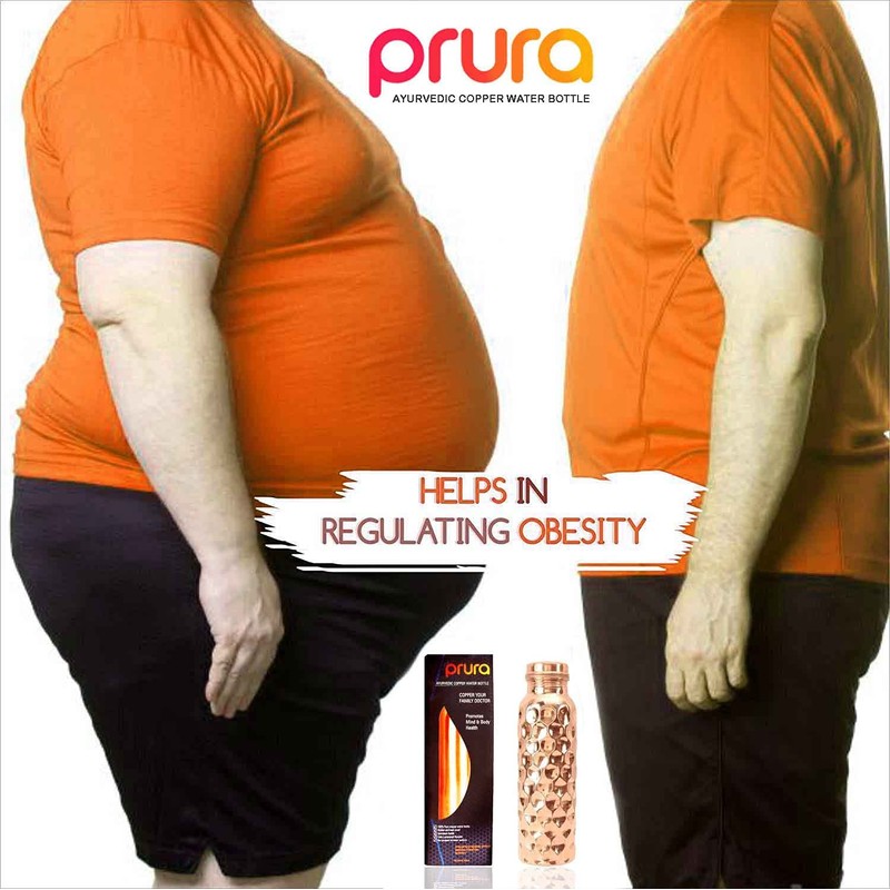 PRURA Ayurvedic Pure Copper Leak Proof Drinking Bottle 900ml Design