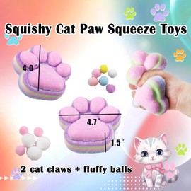 Big Squishy Cat Paw Toy,Giant Squeeze Animal Paw Toys,Large Cute Kawaii Squishies Sticky Cat Paw Stress Relief Ball,Jelly Kitty Paw Fidget Toys, Jumbo Sensory Toys Suitable for Kids(2 Pcs)
