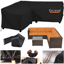 Enzeno L Shaped Sectional Outdoor Covers Waterproof,Patio V-Shaped Sectional Sofa Cover,V-Shape Patio Furniture Covers with Waterproof Strip(106"106"34")