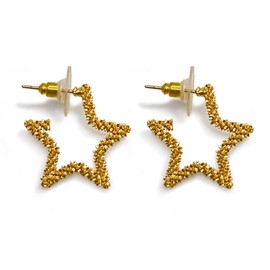 Gold Star Hoop Earrings for Daily use. Elegant and Delicate HandFinish Star Earring for Women. Cute jewelry Gift Gold Plated Star Earrings by CaVaMa.