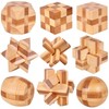 Xrten 9Pcs Wooden Brain Teaser Puzzles,IQ Test Unlock Toy,Small Logic