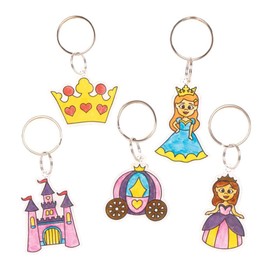 Baker Ross FE298 Princess Super Shrink Keyrings - Pack of 8, Keyrings for Crafts to Colour in, Make and Display, Make Your Own for Kids, Princess Shrink Art Keyrings