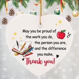 PRSTENLY Teacher Gifts for Women Men, Teacher Appreciation Gifts Thank You Gift for Teachers Birthday Retirement Christmas Appreciation Week Thanksgiving- Teacher Ornaments Hanging Decor