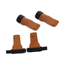 Healeved 1pair Non- Palm Grip Gloves for Weightlifting and Fitness Hand Support Straps for Pull-ups and Cross Training Brown Small Cowhide