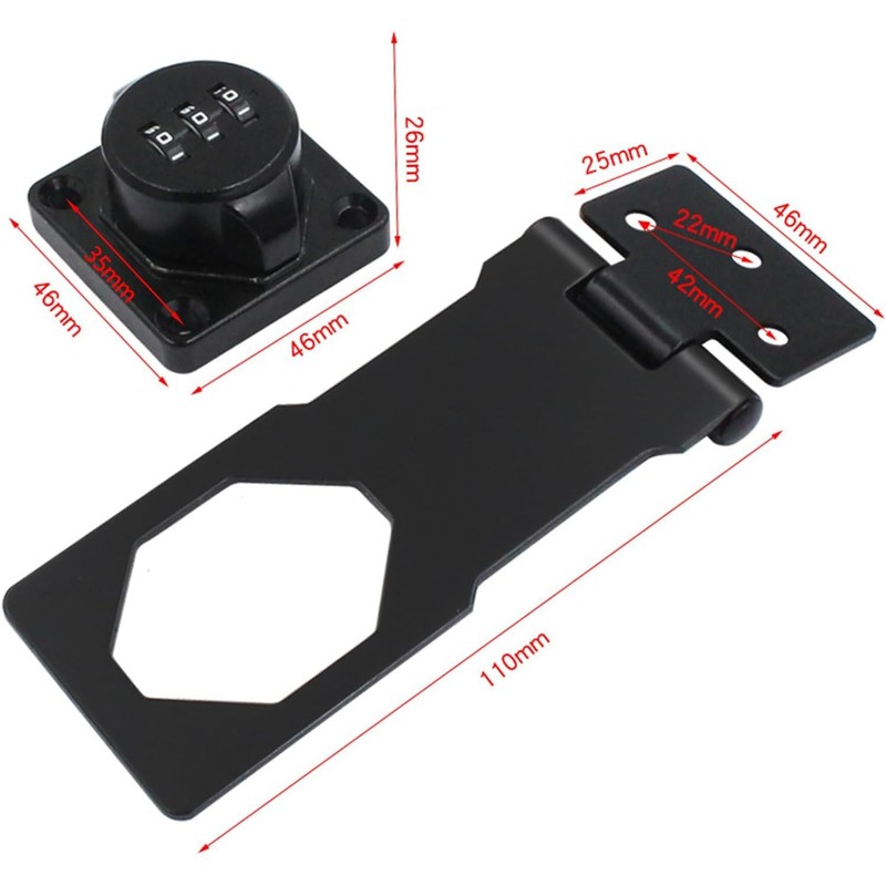 2X 110mm Mechanical Password Rotary Hasp Locks Door Security Slide