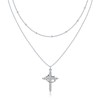 Yeomju Cross Necklace with Cubic Zirconia Pendant, 1 Piece Delicate