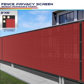 Windscreen4less Fence Privacy Screen 2' x 6' Heavy Duty Windscreen Fencing Mesh Fabric Cover for Patio Garden Backyard Lawn Carport Pool Fence, Red